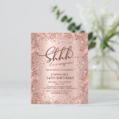 Shhh Surprise Roos Gold Sweet 16 verjaardagsuitnod (Staand voorkant)