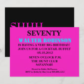 Shhh Surprise Seventieth Birthday Party Kaart (Voorkant / Achterkant)