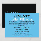 Shhh Surprise Seventieth Birthday Party Kaart (Voorkant / Achterkant)