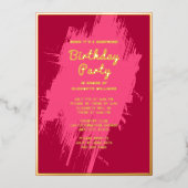 Shhh Surprise Verjaardagsfeest Preppy Pink Glam Folie Uitnodiging (Voorkant)