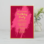 Shhh Surprise Verjaardagsfeest Preppy Pink Glam Folie Uitnodiging (Staand Voorkant)