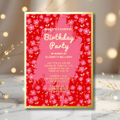 Shhh Surprise Verjaardagsfeest Preppy Roze Bloemen Folie Uitnodiging