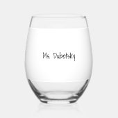 “Shhh…Teacher Unwinding” Personalized Teacher Wijnglas Zonder Voet (Achterkant)