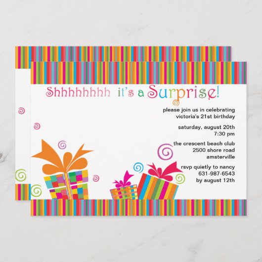 Shhh...Uitnodiging voor verrassende partijen Kaart (Voorkant / Achterkant)