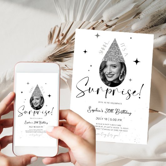 Shhh Verrassing Verjaardag uitnodiging met Foto