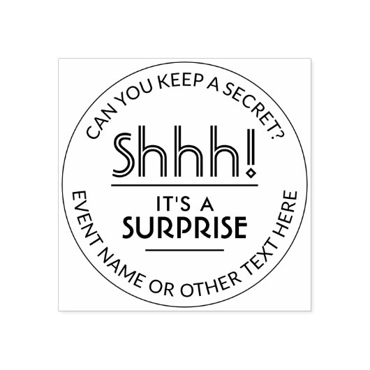 Shhh! Verrassingsfeest Elegante Moderne Ronde Rubberstempel (Afrduk)