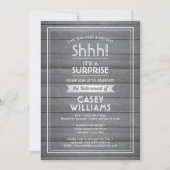 Shhh! Verrassingsverhoging Grijze faux Hout Rustig Kaart (Voorkant)