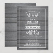 Shhh! Verrassingsverhoging Grijze faux Hout Rustig Kaart (Voorkant / Achterkant)