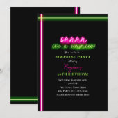 Shhhh Het is een verrassingsfeestje Neon roze groe Kaart (Voorkant / Achterkant)