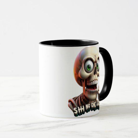 SHHHH... Niemand geeft om skelet met groene ogen Mok (Voorkant rechts)