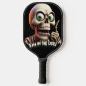 SHHHH... Niemand geeft om skelet met groene ogen Pickleball Paddle (Achterkant)