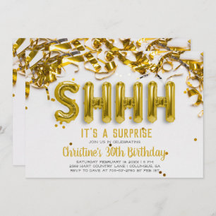 Shhhh Surprise Party Invitation Goudballonnen Kaart