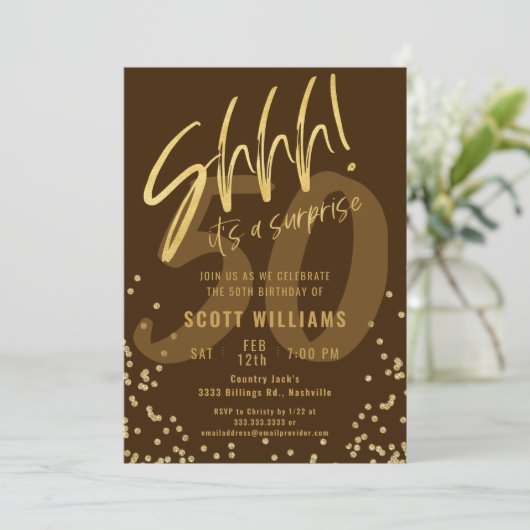 Shhhhh! Het is een Surprise Gold verjaardagsfeestj Kaart (Staand voorkant)