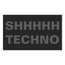 SHHHHH TECHNO Sticker grijs op zwart