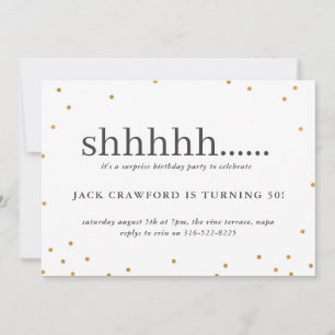 Shhhhh, verrassingsfeestdag uitnodiging
