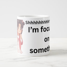 'Shhhhhh.... Ik concentreer me' Anime-Style Studie Grote Koffiekop