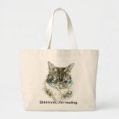 "Shhhhhhh.. ik lees" canvas tas met CAT (Voorkant)
