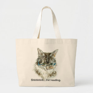 "Shhhhhhh.. ik lees" canvas tas met CAT