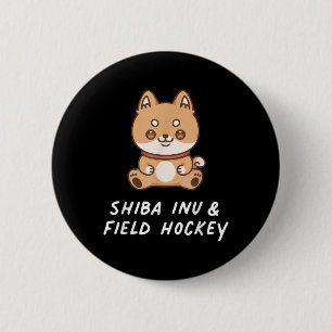 Shi Inu En Veldhockey Kawaii Sporten Japanse Doe Ronde Button 5,7 Cm