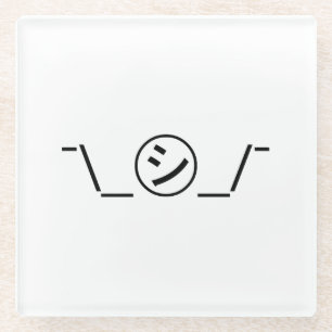 Shi Kana Shrug Emoticon - piobe\_ ㋛_/ Japanse Kaom Glazen Onderzetter
