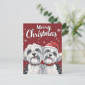 Shi Tzu Vrolijk Kerstfeest Briefkaart (Staand voorkant)