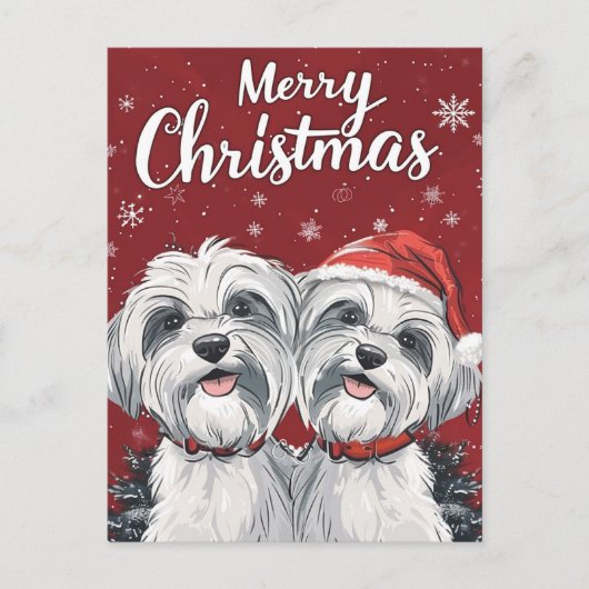 Shi Tzu Vrolijk Kerstfeest Briefkaart (Voorkant)