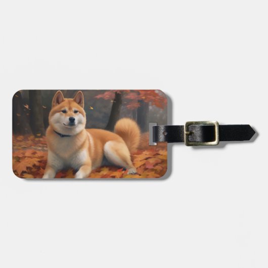 Shib Inu in de herfst laat Herfst inspireren Bagagelabel (Voorkant horizontaal)
