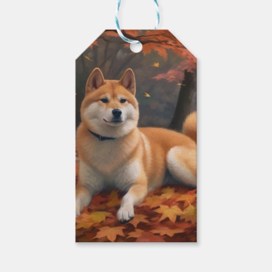 Shib Inu in de herfst laat Herfst inspireren Cadeaulabel (Voorkant)