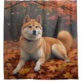 Shib Inu in de herfst laat Herfst inspireren Douchegordijn (Voorkant)