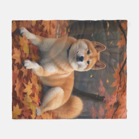 Shib Inu in de herfst laat Herfst inspireren Fleece Deken (Voorkant (Horizontaal))