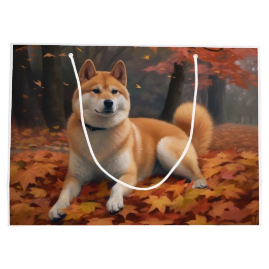 Shib Inu in de herfst laat Herfst inspireren Groot Cadeauzakje (Achterkant)