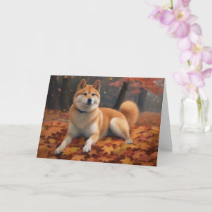 Shib Inu in de herfst laat Herfst inspireren Kaart