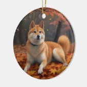 Shib Inu in de herfst laat Herfst inspireren Keramisch Ornament (Links)