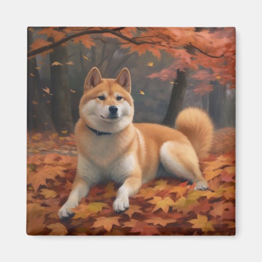 Shib Inu in de herfst laat Herfst inspireren Magneet (Voorkant)