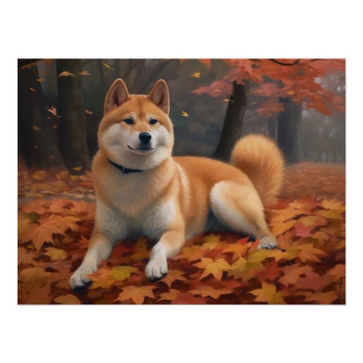 Shib Inu in de herfst laat Herfst inspireren Perfect Poster (Voorkant)