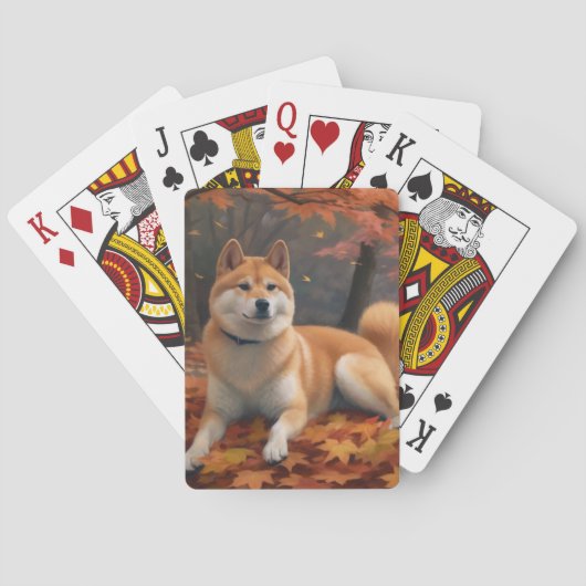 Shib Inu in de herfst laat Herfst inspireren Pokerkaarten (Achterkant)