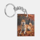 Shib Inu in de herfst laat Herfst inspireren Sleutelhanger (Voorkant Links)