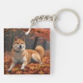 Shib Inu in de herfst laat Herfst inspireren Sleutelhanger (Achterkant)