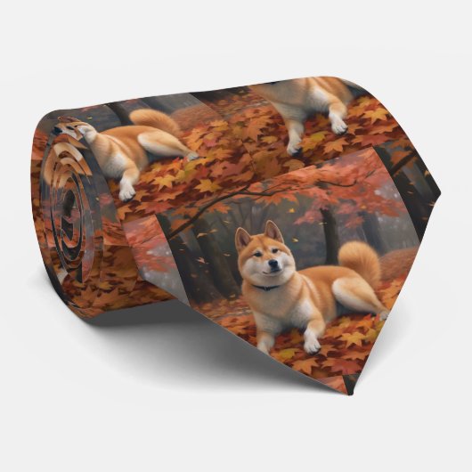 Shib Inu in de herfst laat Herfst inspireren Stropdas (Opgerold)