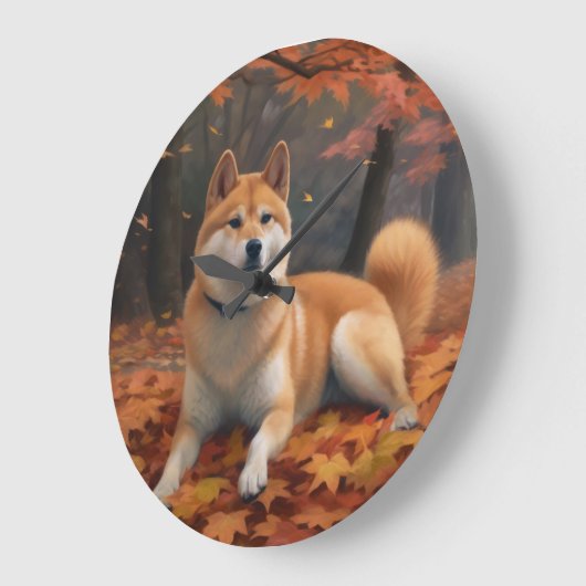 Shib Inu in herfstbladeren val inspireert Grote Klok (Hoek)