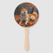 Shib Inu in herfstbladeren val inspireert Handwaaier (Achterkant)