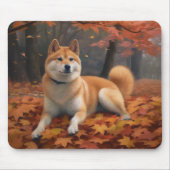 Shib Inu in herfstbladeren val inspireert Muismat (Voorkant)