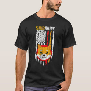 Shiba Army, Shiba Inu Munt met Amerikaanse vlag Sh T-shirt