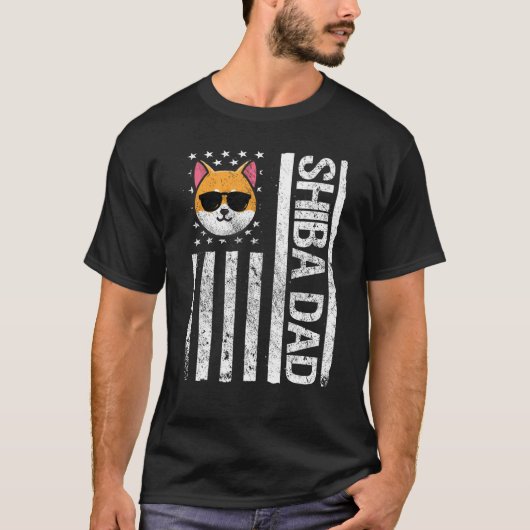 Shiba Dad Amerikaanse Vlag Shiba Inu Eigenaar Pet T-shirt (Voorkant)