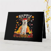 Shiba Dog Happy Hanksmas Halloween Thanksgiv Kaart (Gele Bloem)