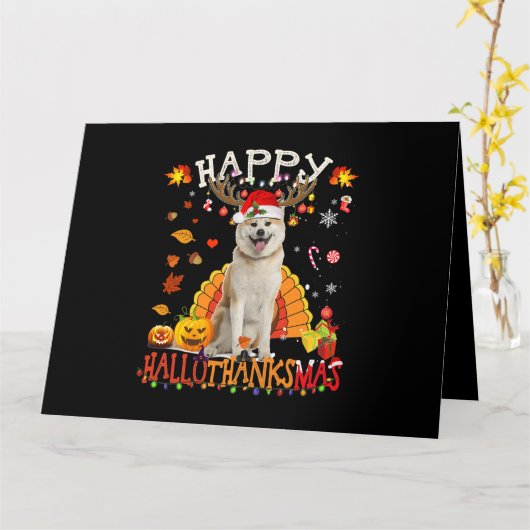 Shiba Dog Happy Hanksmas Halloween Thanksgiv Kaart (Gele Bloem)