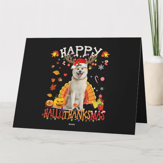 Shiba Dog Happy Hanksmas Halloween Thanksgiv Kaart (Achterkant)