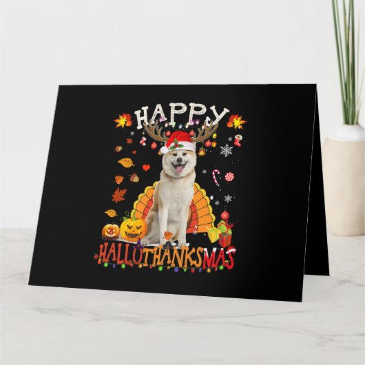 Shiba Dog Happy Hanksmas Halloween Thanksgiv Kaart (Voorkant)