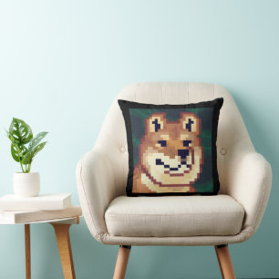 Shiba dog. Pixel Art, pixelart Kussen