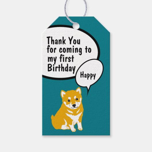 Shiba Dog Year 2018 Birthday Dank je Label Cadeaulabel (Voorkant)